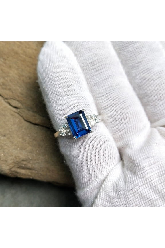 Royal Blue Sapphire Ring, Handmade Blue Sapphire Ring, Sapphire Solitaire Ring, Ceylon Blue Sapphire Ring for Men's, Gift for Her.
