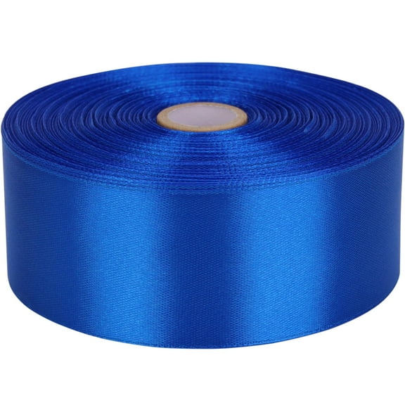 Royal Blue Satin Ribbon Rolls Set of 2, 1.57 Inch x 24 Yards Each Solid Polyester Fabric Ribbon for Gift Wrapping, Wedding Invitations, Floral Bouquets, Party Decor, Sewing and Crafts