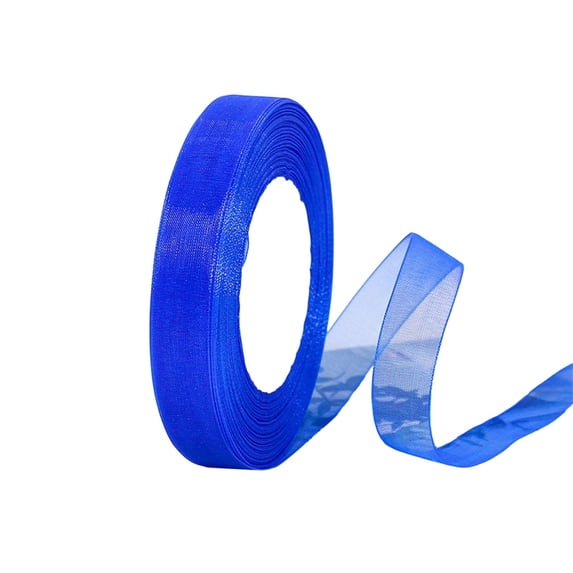 Royal Blue Sheer Organza Ribbon 0.59 Inch x 50 Yards, Lightweight Tulle Chiffon Ribbon Roll for Wedding Bouquets, Gift Wrapping, Invitations, Party Decor and Crafts