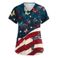 thumbnail image 1 of Royal Blue Shirt Women, 4Th Of July Scrub Tops Women Plus Size V Neck Short Sleeve Workwear With Pockets Red White And American Flag Top Maternity Pants Fourth Shirts Tops (L, Dark Blue) ZMTing, 1 of 4