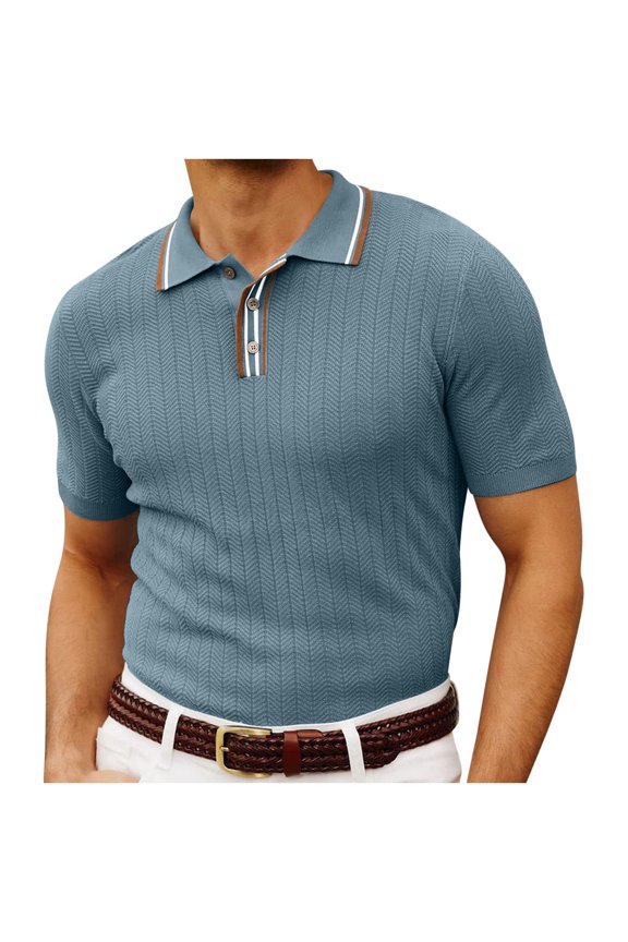 Royal Blue Short Sleeve T Shirt for Man Winter Fall Turtleneck Fleece Lined Wool Work Modest Lounge Crochet Cable Knit Tee Shirt Tops Mens Clothes Fashion Regular Fit L