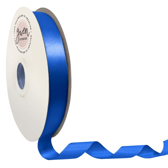 Royal Blue Single Faced Satin Ribbon, 7/8" x 100 Yards by Gwen Studios