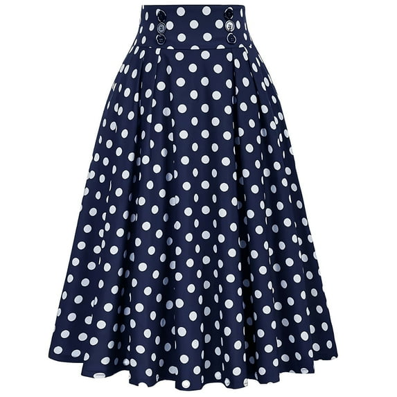 Royal Blue Skirt for Women Maxi Long Midi Knee High Loose Fit Casual Ruched High Cut Polka Dot Skirt Women 2025 Clothes Fashion Y2K M