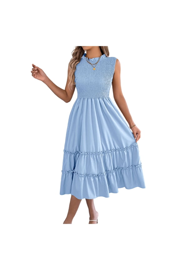 Royal Blue Sleeveless Dresses for Women Summer Fall Boat Neck Long Midi Knee Length Long Lounge Camisole Tank Basic Dresses Womens 2026 Clothes Fashion S