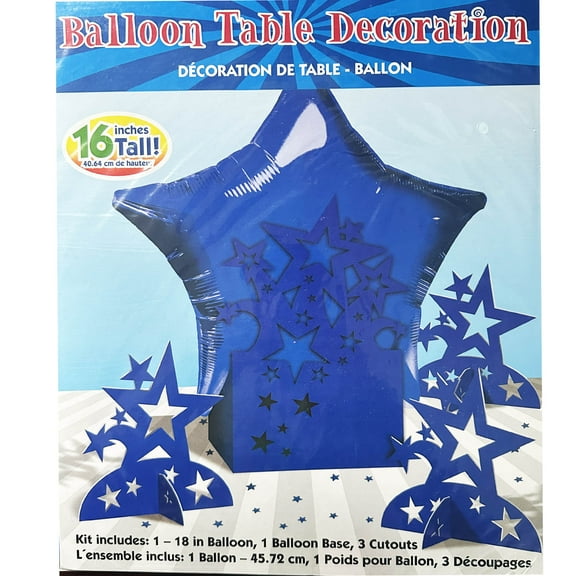 Royal Blue Star Mylar Balloon Table Decoration Kit, 5pc