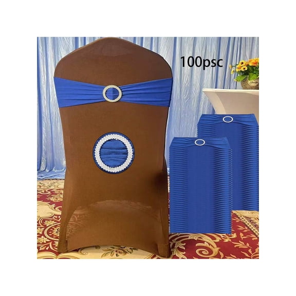 Royal Blue Stretch Chair Sash With Pearlized Buckle, 100pcs