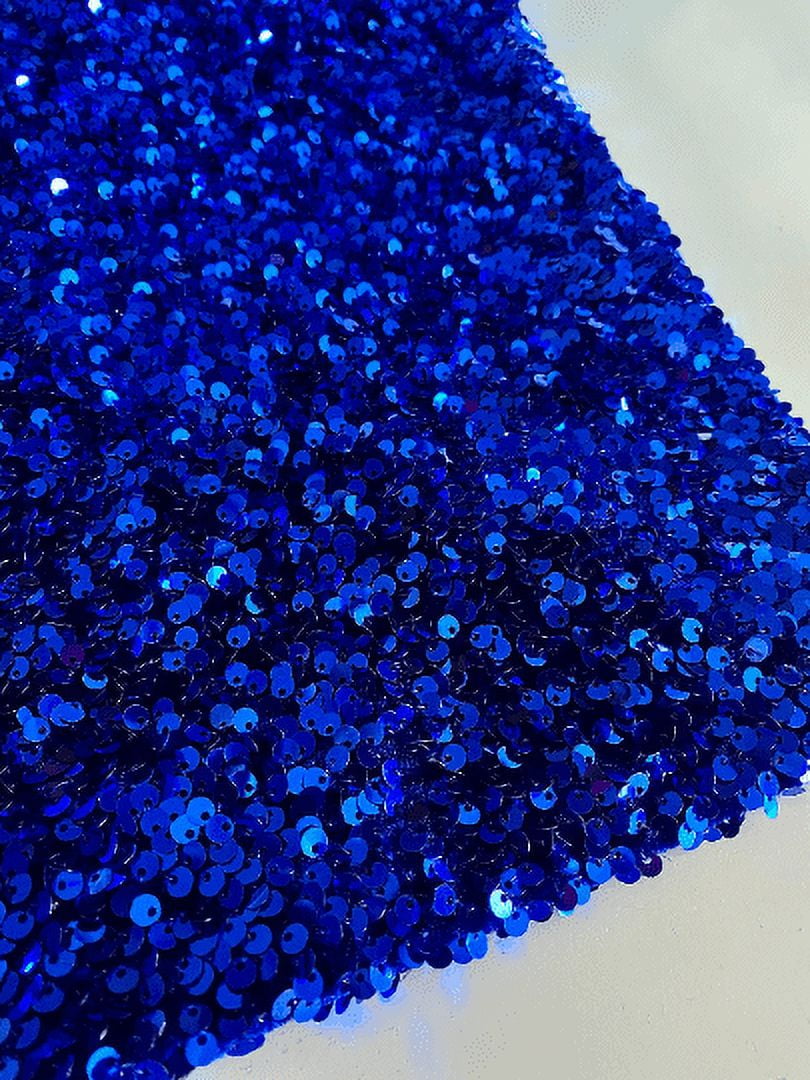 Royal Blue Stretch Sequin Velvet Fabric by Yard