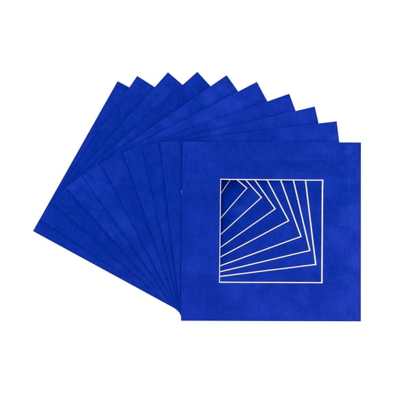 Royal Blue Suede Acid Free 20x20 Picture Frame Mats with White Core Bevel Cut for 16x16 Pictures -