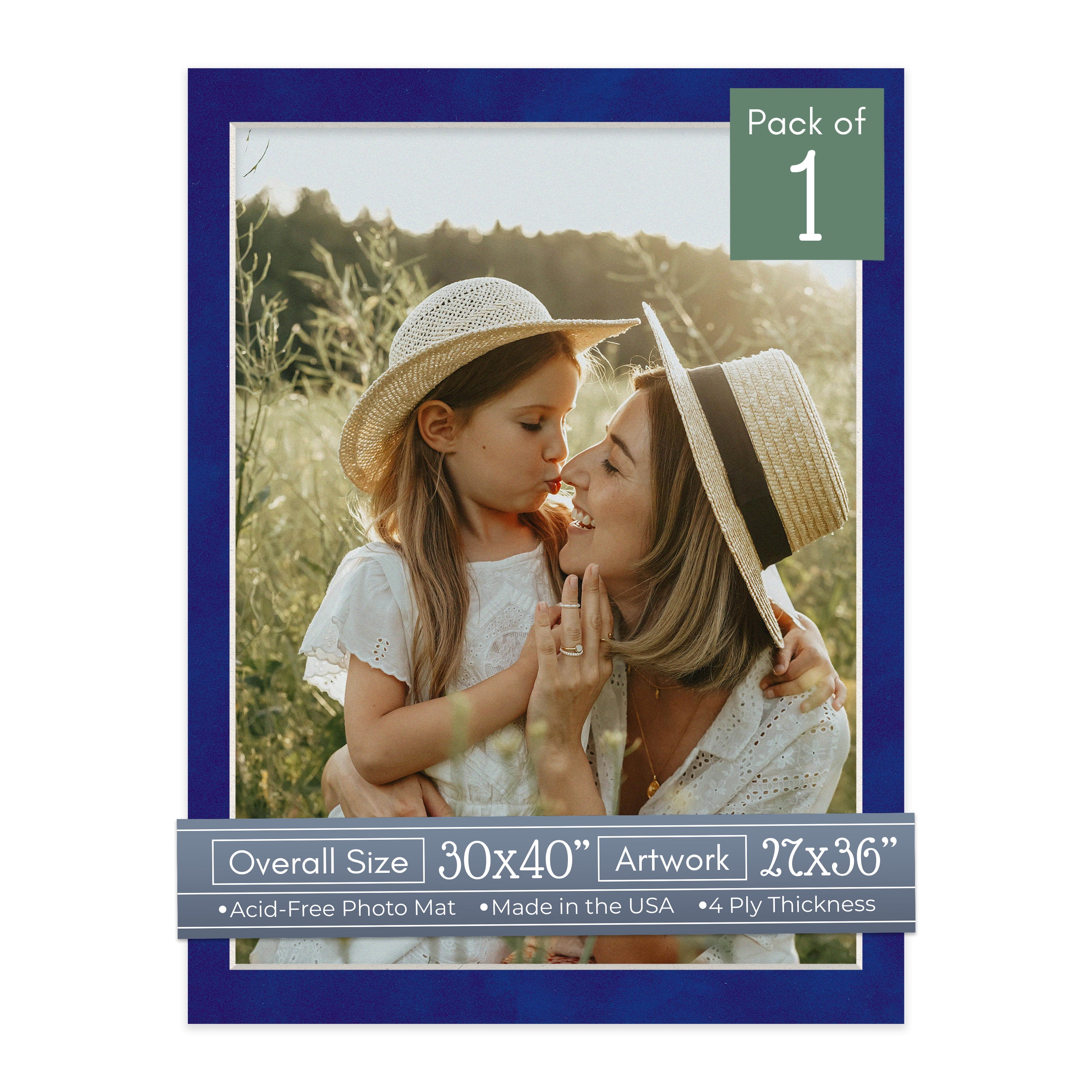 Royal Blue Suede Picture Frame Mat for 30x40 Frames - Fits 27x36 Photos ...