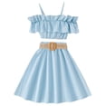 thumbnail image 1 of Royal Blue Top 2PC Sets for Girl Chiffon Midi Match Camisole Two Piece Top Camisole Shirt Skort 2PC Sets Girl 2026 Clothes Fashion Country Concert 11 Year, 1 of 4