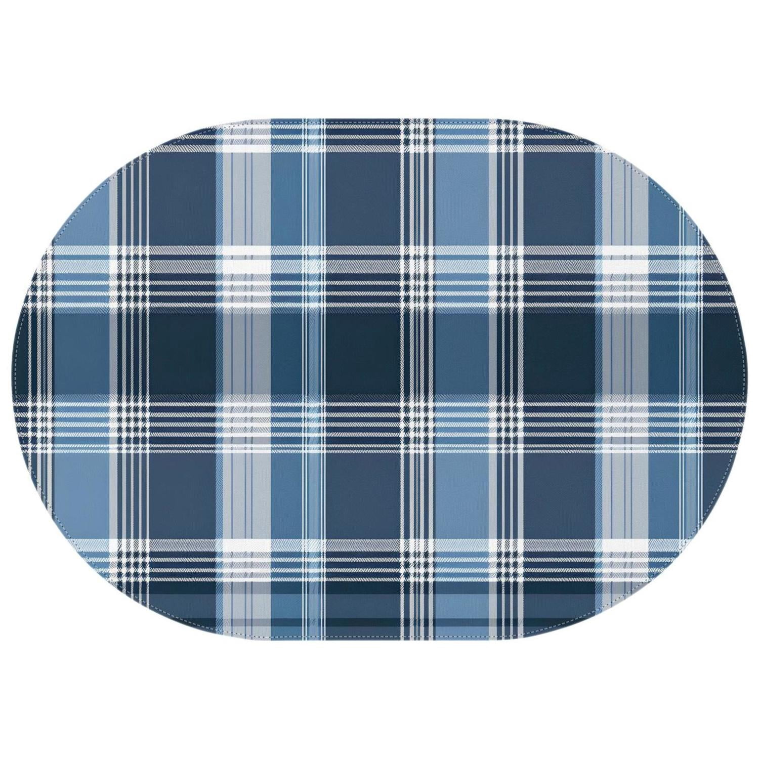 Royal Blue and White Checkered Buffalo Palid Oval Tablecloth 60x84in ...