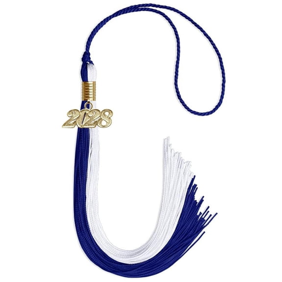 Endea Graduation Royal Blue/White Graduation Tassel with Gold Date Drop