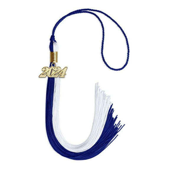 Endea Graduation Royal Blue/White Graduation Tassel with Gold Date Drop