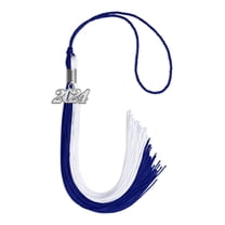 Endea Graduation Royal Blue/White Graduation Tassel with Silver Date Drop