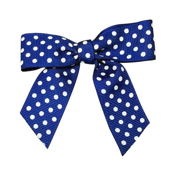 Royal Blue & White Polka Dots Pre-Tied Bows - 3" Wide, Set of 12, Grosgrain Ribbon, President's Day, Easter, Memorial Day, USA, 4th of July, Gift Basket, Wedding, Hanukkah, Christmas