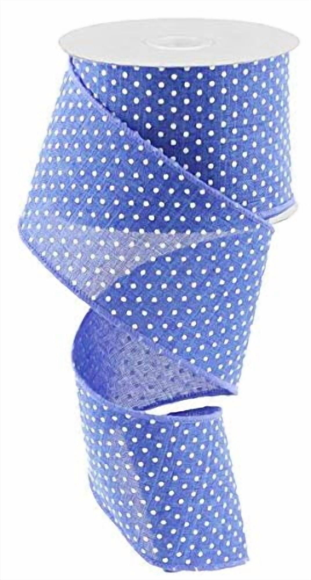 Royal Blue White Raised Swiss Polka Dots Wired Ribbon (2.5 Inches x 50 Yards)