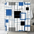 thumbnail image 1 of Royal Blue White Shower Curtain Abstract Black Grey Geometric Fabric Bath Curtain Mid Century Modern Minimalist Bathroom Bathtub Curtain, 1 of 6