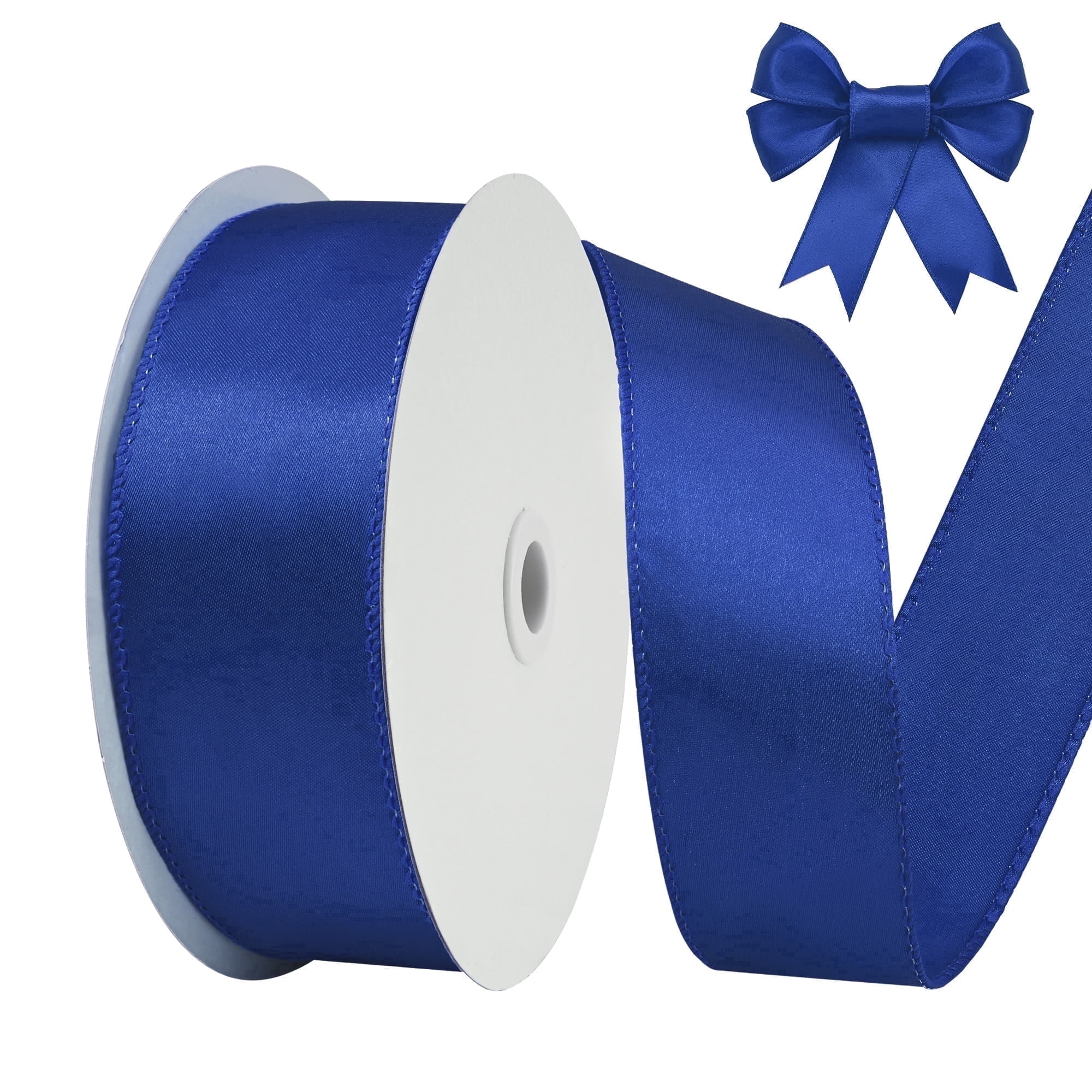 Party Riben GTYBOVA Wired Satin Ribbon, Royal Blue Polyster, Machine Washable, 1-1/ ...