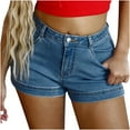 thumbnail image 1 of Royal Blue Womens Embroidered Graphic Shorts Denim Trousers Pants Shorts for Women Lounge Stretch Cowgirl Straight Leg Fall Summer Shorts 2025 Clothing Regular Fit L, 1 of 7