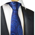 thumbnail image 1 of Royal Blue and Black Classic Paisley Men's Ties, 1 of 2