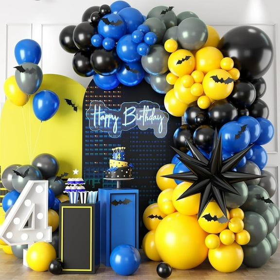 Royal Blue and Gold Balloons Arch Garland Kit, Blue White and Gold Balloon for Anniversary Wedding New Year Birthday Party Decorations