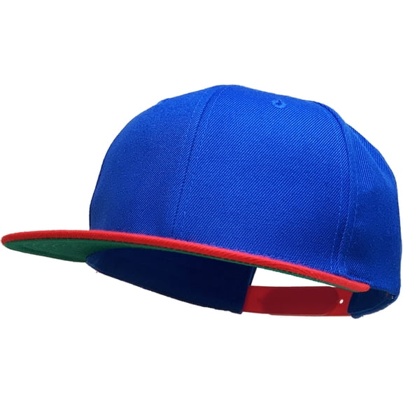 Royal Blue and Red Pro Style Classic Snapback Wool Blend Plain Basic Cap Hat