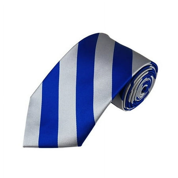 Royal Blue and Silver College Stripe Woven Tie