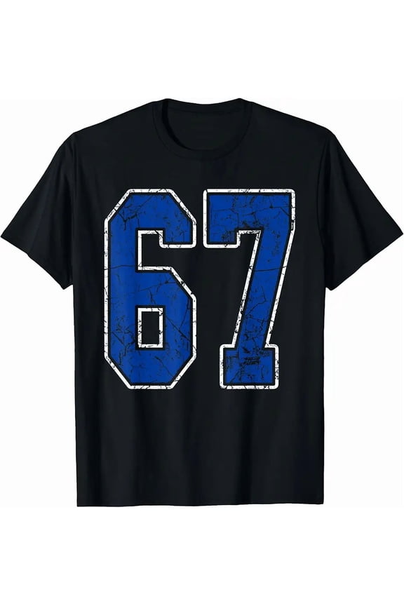 Royal Blue and White Number 67 Jersey Player Uniform #67 Fan T-Shirt