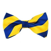 ROMARIO MANZINI Royal Blue and Yellow College Stripe Pre-Tied Bow Tie