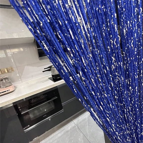 Royal Blue18 Metallic Foil String Curtain Panel Fringe Door Divider Wall Decor For Living Room Bedroom