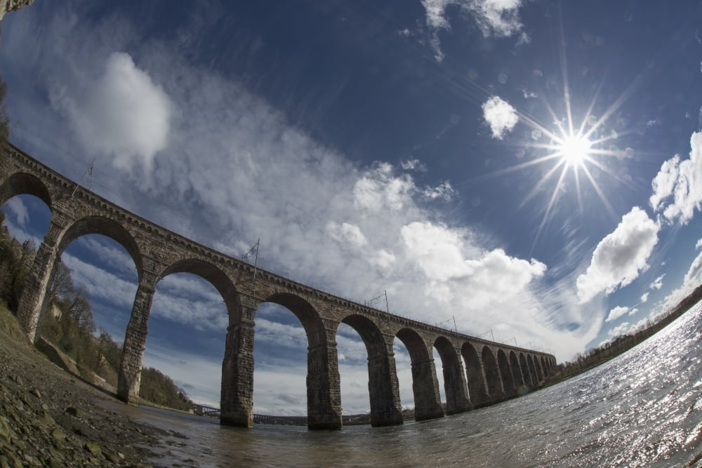 Royal Border Bridge Spanning River Tweed Berwick-Upon-Tweed Northumberland England Canvas Art - John Short Design Pics (38 x 24)