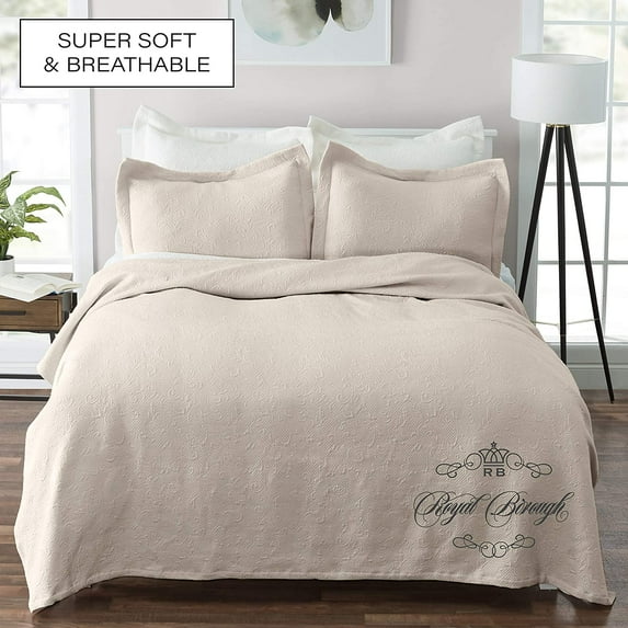 Royal Borough Coverlet Set, King, Beige, 4 Piece
