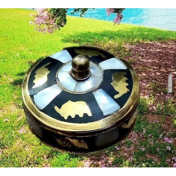 Royal Brass Trinket Box Shell Mop Jewelry Collectible Souvenir Valentine Gift