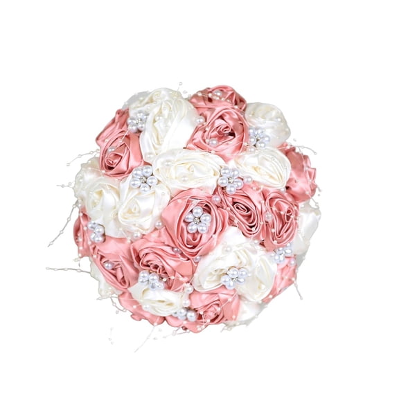 Royal Bridal Wedding Bouquet 7.48" Artificial Rose Handheld Flowers, Silk Rose Bunch for Bride Bridesmaid Quinceanera, Toss Bouquet for Wedding Party Bridal Shower Keepsake