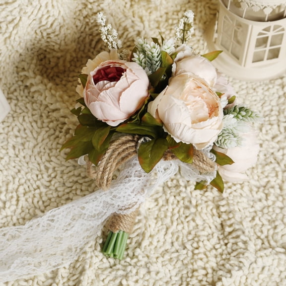 Royal Bridal Wedding Bouquet Round Holding Bouquet Throw Toss Artificial Rose Flower Bunch for Bride Bridesmaid Wedding Quinceanera