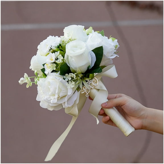 Royal Bridal Wedding Bouquet Round Holding Bouquet Throw Toss Artificial Rose Flower Bunch for Bride Bridesmaid Wedding Quinceanera