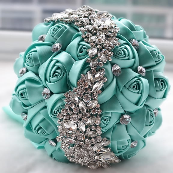 Royal Bridal Wedding Bouquet Round Holding Bouquet Throw Toss Artificial Rose Flower Bunch for Bride Bridesmaid Wedding Quinceanera