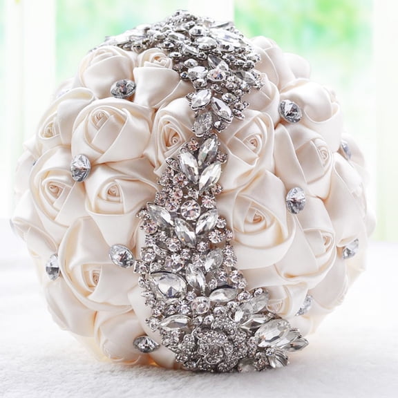 Royal Bridal Wedding Bouquet Round Holding Bouquet Throw Toss Artificial Rose Flower Bunch for Bride Bridesmaid Wedding Quinceanera
