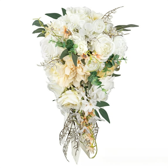 Royal Bridal Wedding Bouquet Round Holding Bouquet Throw Toss Artificial Rose Flower Bunch for Bride Bridesmaid Wedding Quinceanera