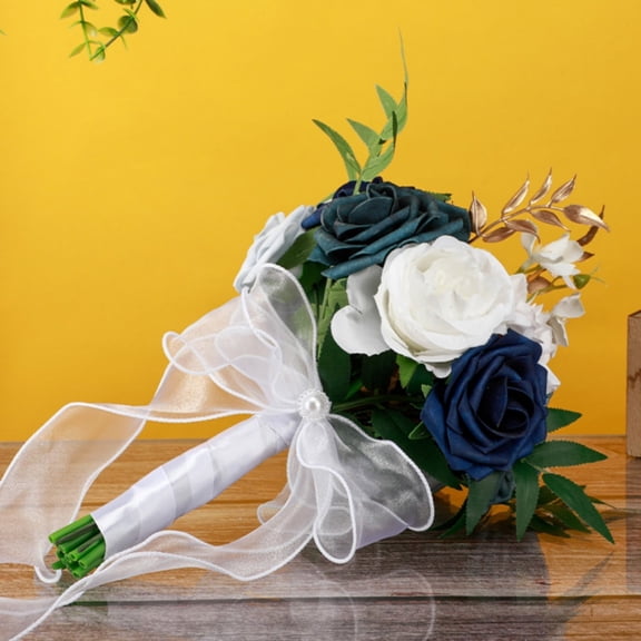 Royal Bridal Wedding Bouquet Round Holding Bouquet Throw Toss Artificial Rose Flower Bunch for Bride Bridesmaid Wedding Quinceanera