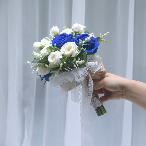 Royal Bridal Wedding Bouquet Round Holding Bouquet Throw Toss Artificial Rose Flower Bunch for Bride Bridesmaid Wedding Quinceanera