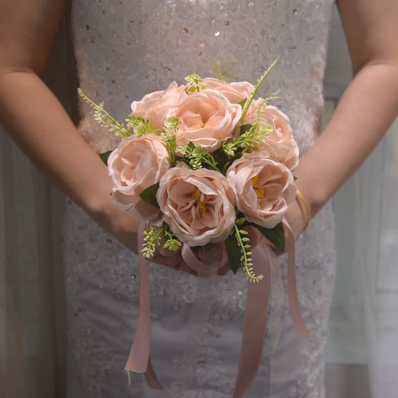 Royal Bridal Wedding Bouquet Round Holding Bouquet Throw Toss Artificial Rose Flower Bunch for Bride Bridesmaid Wedding Quinceanera