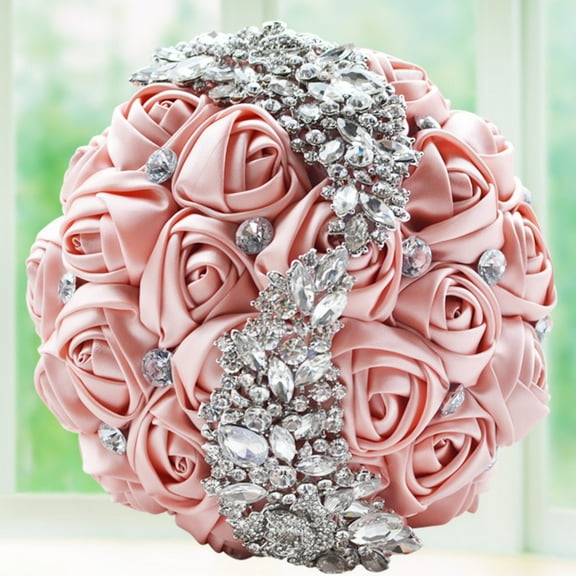 Royal Bridal Wedding Bouquet Round Holding Bouquet Throw Toss Artificial Rose Flower Bunch for Bride Bridesmaid Wedding Quinceanera
