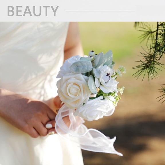 Royal Bridal Wedding Bouquet Round Holding Bouquet Throw Toss Artificial Rose Flower Bunch for Bride Bridesmaid Wedding Quinceanera