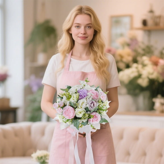 Royal Bridal Wedding Bouquet Round Holding Bouquet Throw Toss Artificial Rose Flower Bunch for Bride Bridesmaid Wedding Quinceanera