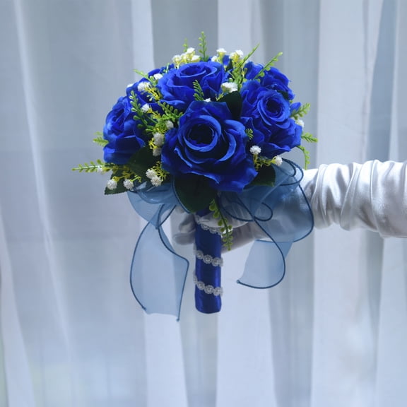 Royal Bridal Wedding Bouquet Round Holding Bouquet Throw Toss Artificial Rose Flower Bunch for Bride Bridesmaid Wedding Quinceanera