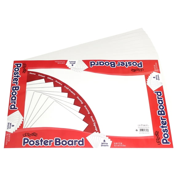 Royal Brites 24324 14 in. x 22 in. Premium Coated Poster Board - White (8/Pack)