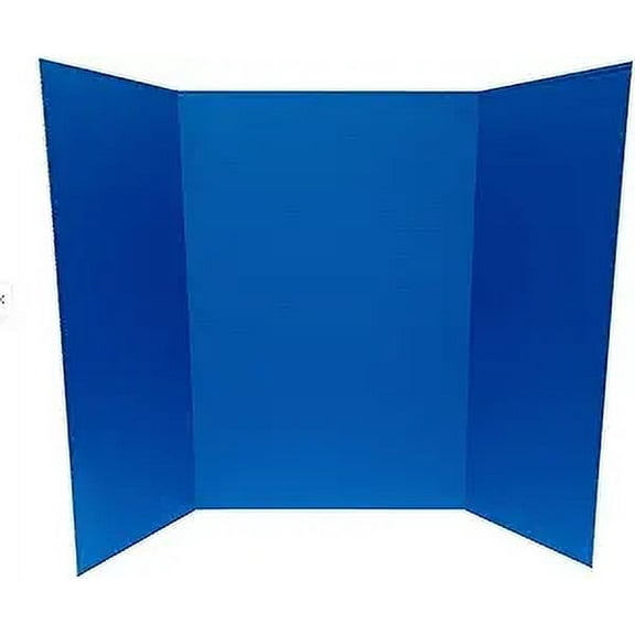 Royal Brites 36"x48" 1-Ply Corrugated Tri-fold Display Board, Lightweight, Smooth Surface, Self-Standing, Durable, Blue/Kraft, Pack of 12 for Exhibitions, Presentations, and Science Fairs
