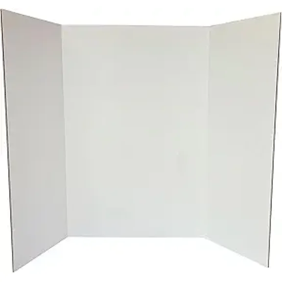 Royal Brites 36"x48" 1-Ply Corrugated Tri-fold Display Board, Lightweight, Smooth Surface, Self-Standing, Durable, White/White, Pack of 6 for Exhibitions, Presentations, and Science Fairs