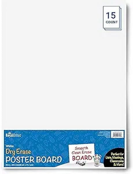 Royal Brites Dry Erase White Poster Board, 22"x28, pack of 15